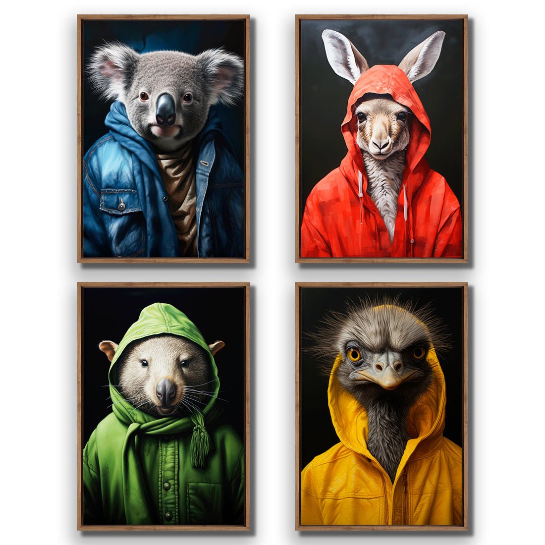 Cool Aussie Animals - Art Set of Four - Wall Art Designs - SET4_6028_AR_V WAD_CP - MPY - 260 - M - S - S_45x30_S - 1550 - NAT