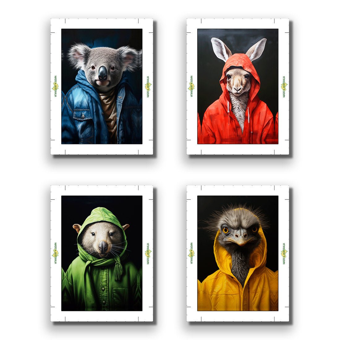 Cool Aussie Animals - Art Set of Four - Wall Art Designs - SET4_6028_AR_V WAD_CP - MPY - 260 - M - R_45x30_NONE