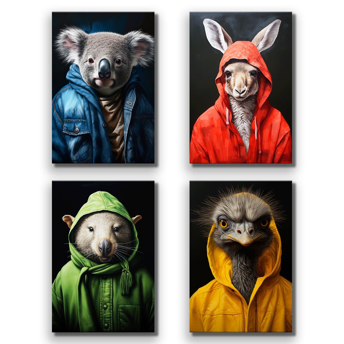 Cool Aussie Animals - Art Set of Four - Wall Art Designs - SET4_6028_AR_V WAD_CP - MPY - 260 - M - S - S_45x30_NONE