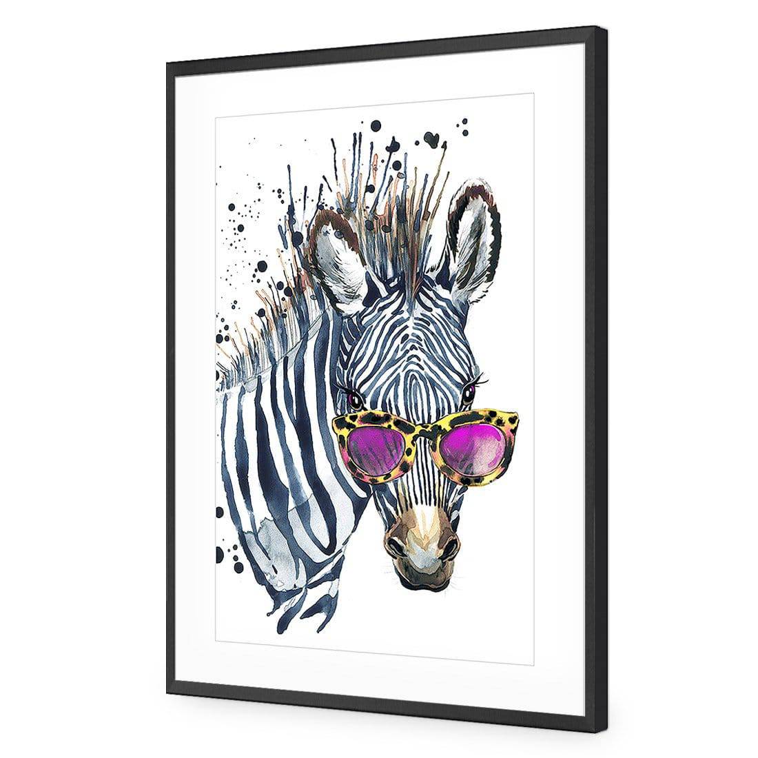 Cool Zebra | Classic Acrylic | Flat Frame With Border | Black