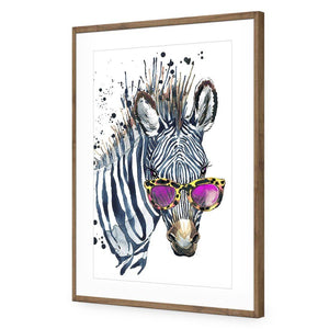 Cool Zebra | Classic Acrylic | Flat Frame With Border | Natural