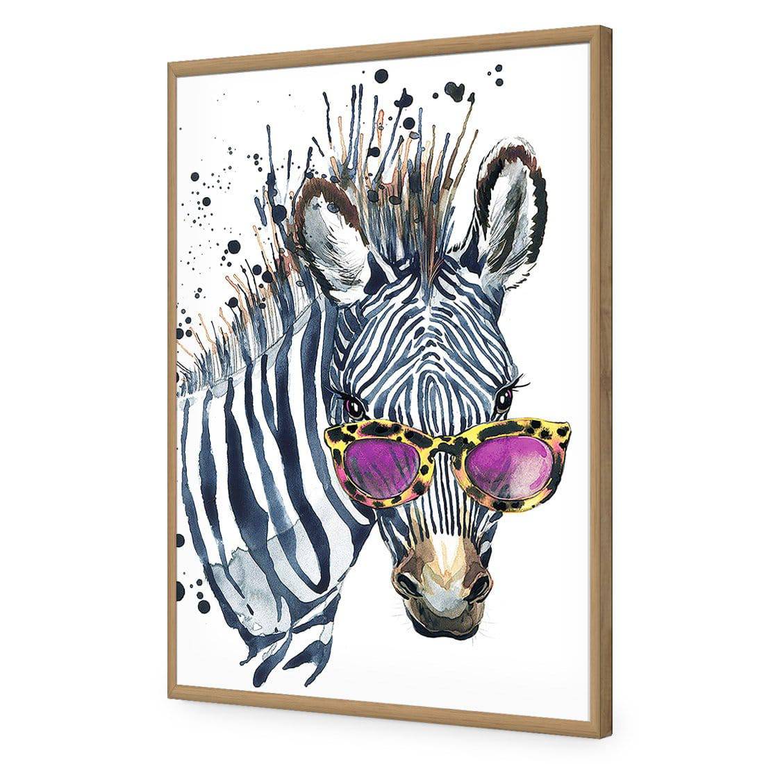 Cool Zebra | Classic Acrylic | Flat Frame No Border | Oak