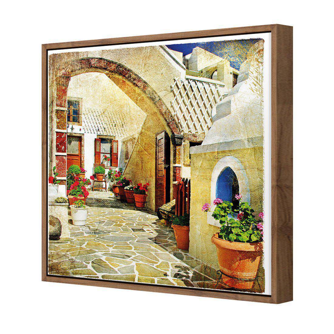 Courtyard Of Santorini | Standard Canvas | Floating Frame | Natural