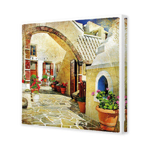 Courtyard Of Santorini | Standard Canvas | No Frame | Stretched Canvas