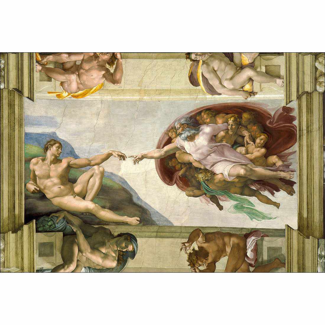 Creation Of Adam by Michelangelo Canvas Art - Wall Art Designs - 1824_AR_H WAD_CP - MPY - 260 - M - S - S_45x30_NONE_ART