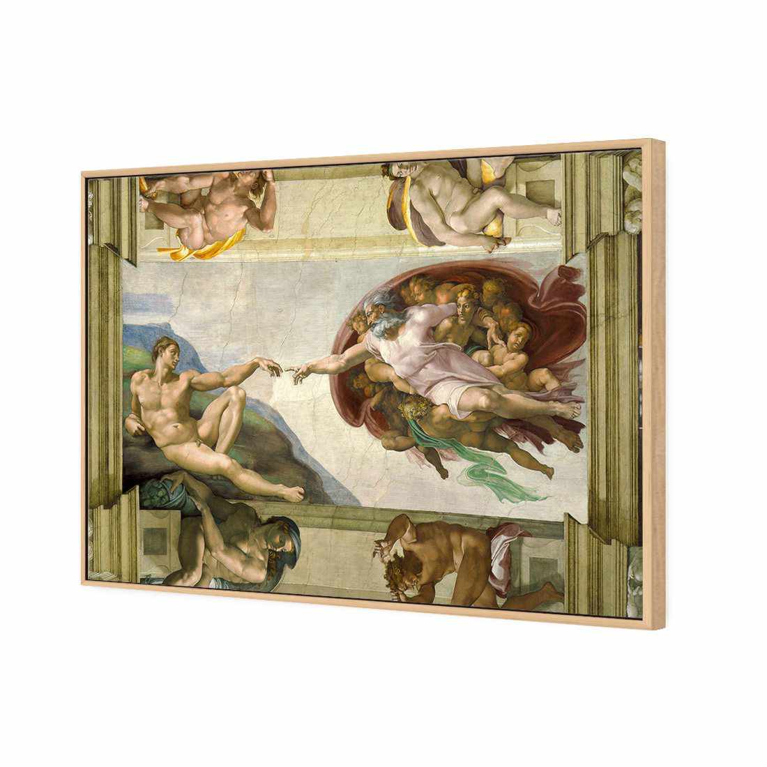 Creation Of Adam by Michelangelo | Standard Canvas | Floating Frame | Oak