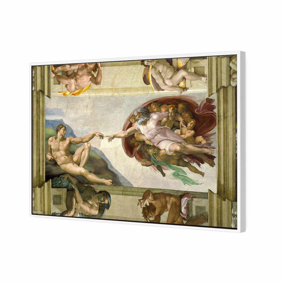 Creation Of Adam by Michelangelo | Standard Canvas | Floating Frame | White