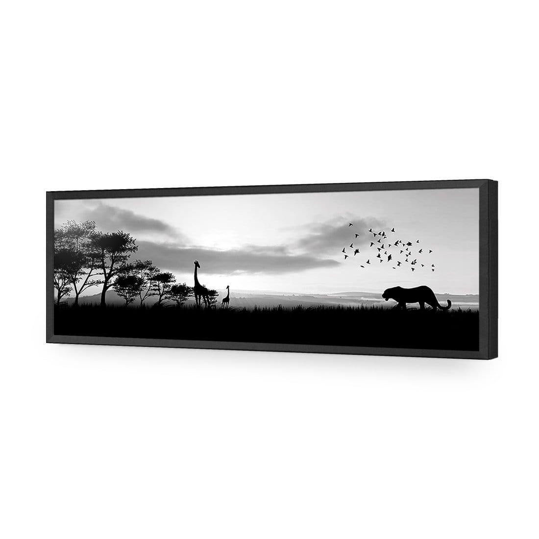 Danger Leopard Approaching, Black and White (long) - Wall Art Designs - 660_BL_H WAD_AP - 030 - EDG_90x30_S - 2538 - BLK