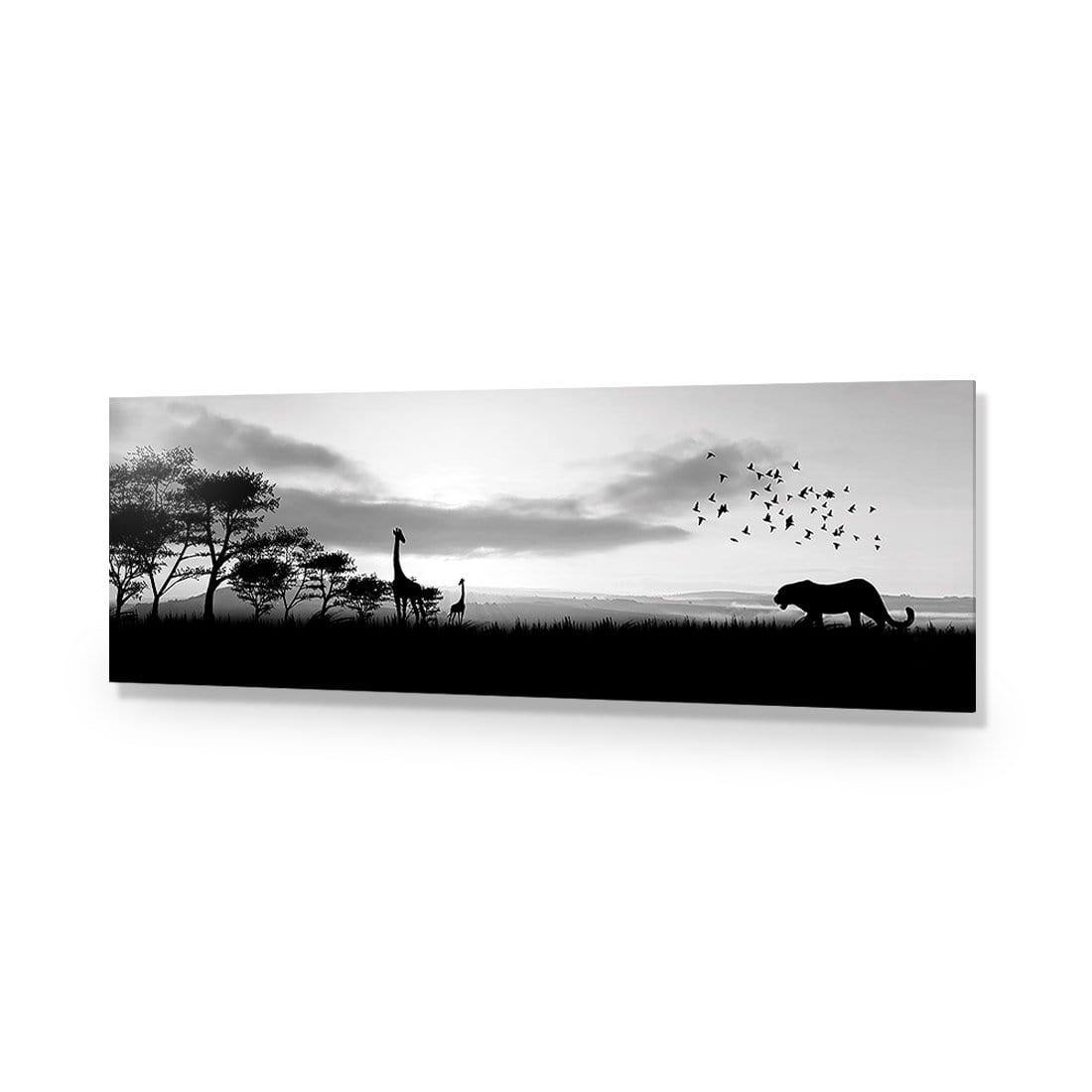 Danger Leopard Approaching, Black and White (long) - Wall Art Designs - 660_BL_H WAD_AP - 030 - EDG_90x30_NONE