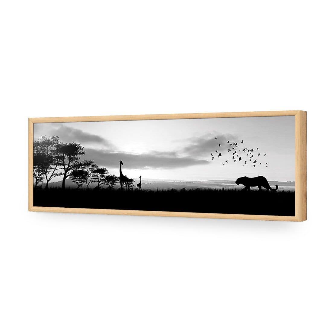 Danger Leopard Approaching, Black and White (long) - Wall Art Designs - 660_BL_H WAD_AP - 030 - EDG_90x30_S - 2538 - OAK