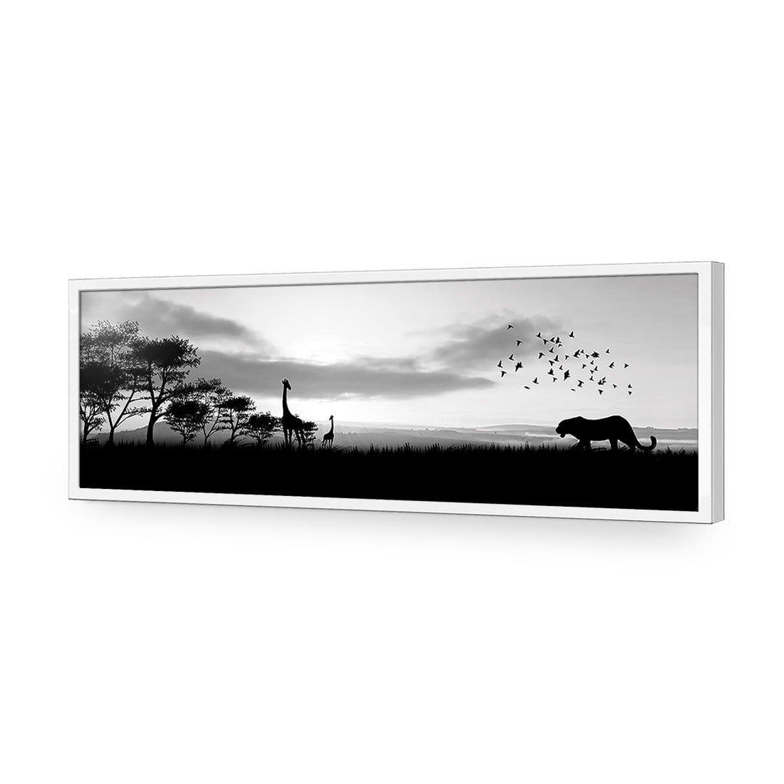 Danger Leopard Approaching, Black and White (long) - Wall Art Designs - 660_BL_H WAD_AP - 030 - EDG_90x30_S - 2538 - WHT