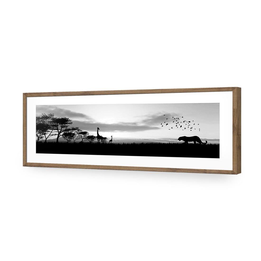 Danger Leopard Approaching, Black and White (long) - Wall Art Designs - 660_BL_H WAD_AP - 030 - MAT_90x30_S - 2538 - NAT