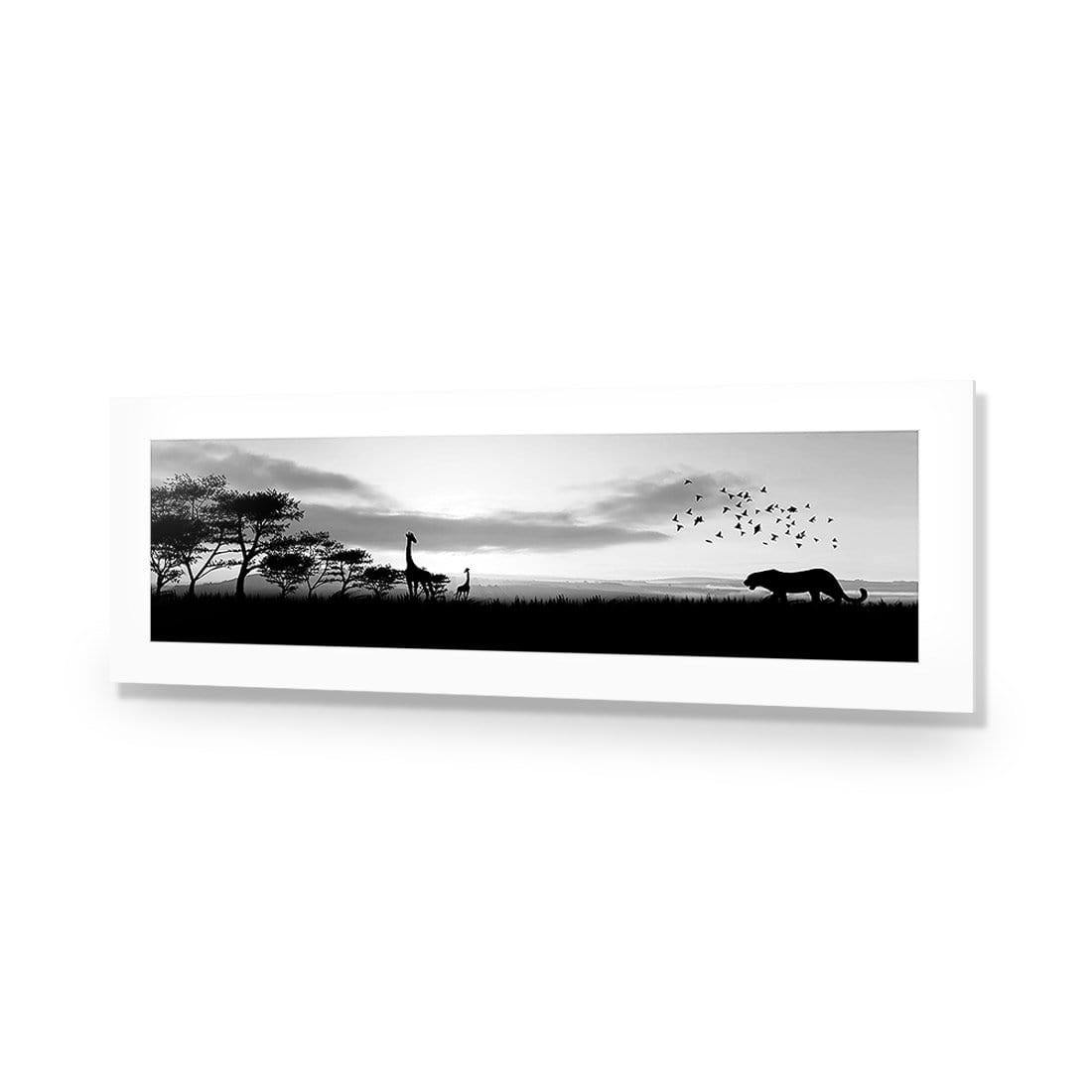 Danger Leopard Approaching, Black and White (long) - Wall Art Designs - 660_BL_H WAD_AP - 030 - MAT_90x30_NONE