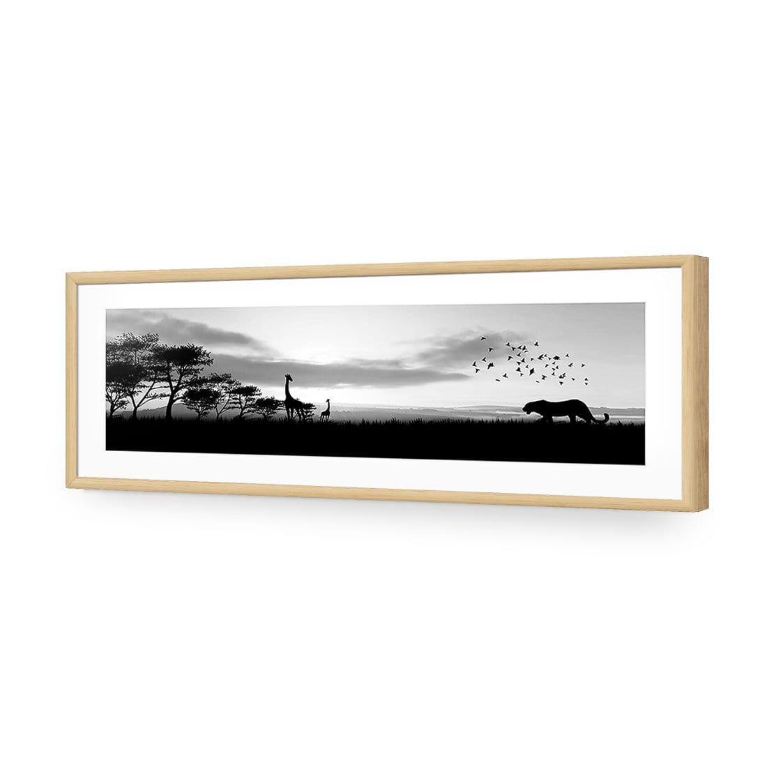 Danger Leopard Approaching, Black and White (long) - Wall Art Designs - 660_BL_H WAD_AP - 030 - MAT_90x30_S - 2538 - OAK