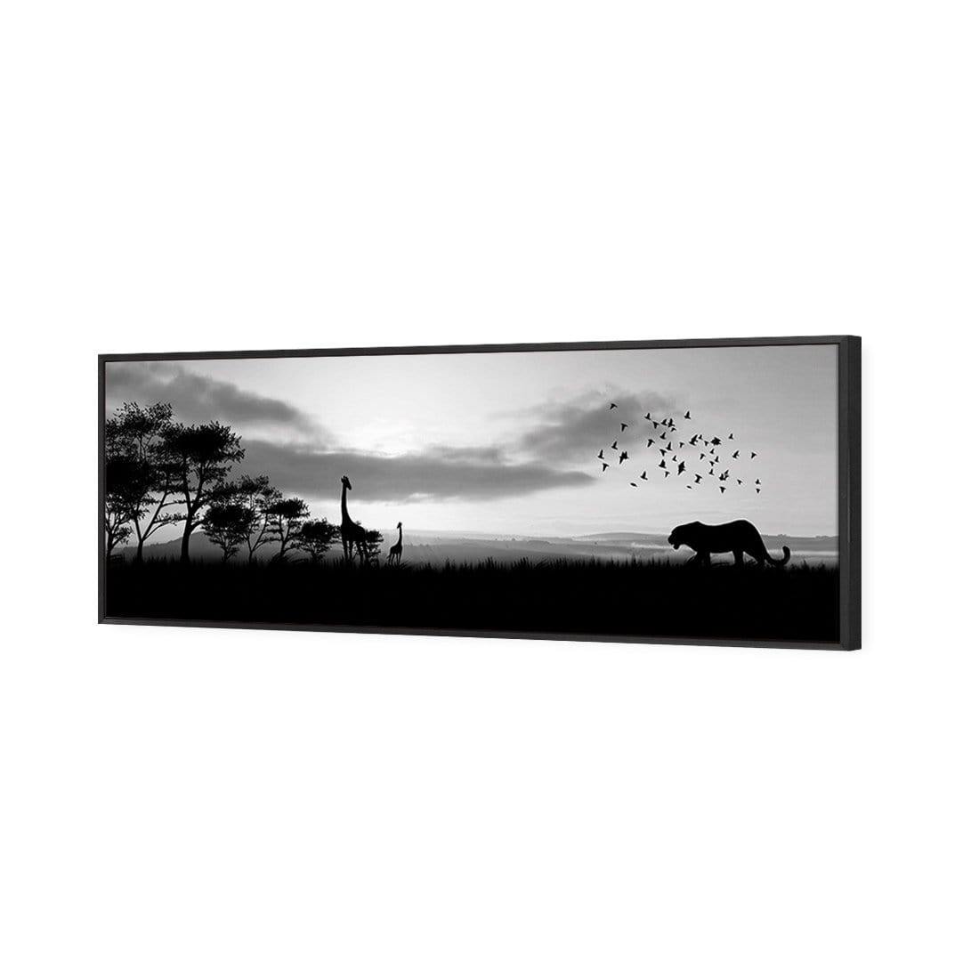 Danger Leopard Approaching, Black and White (long) - Wall Art Designs - 660_BL_H WAD_CP - MPY - 260 - M - S - S_60x20_S - 1550 - BLK