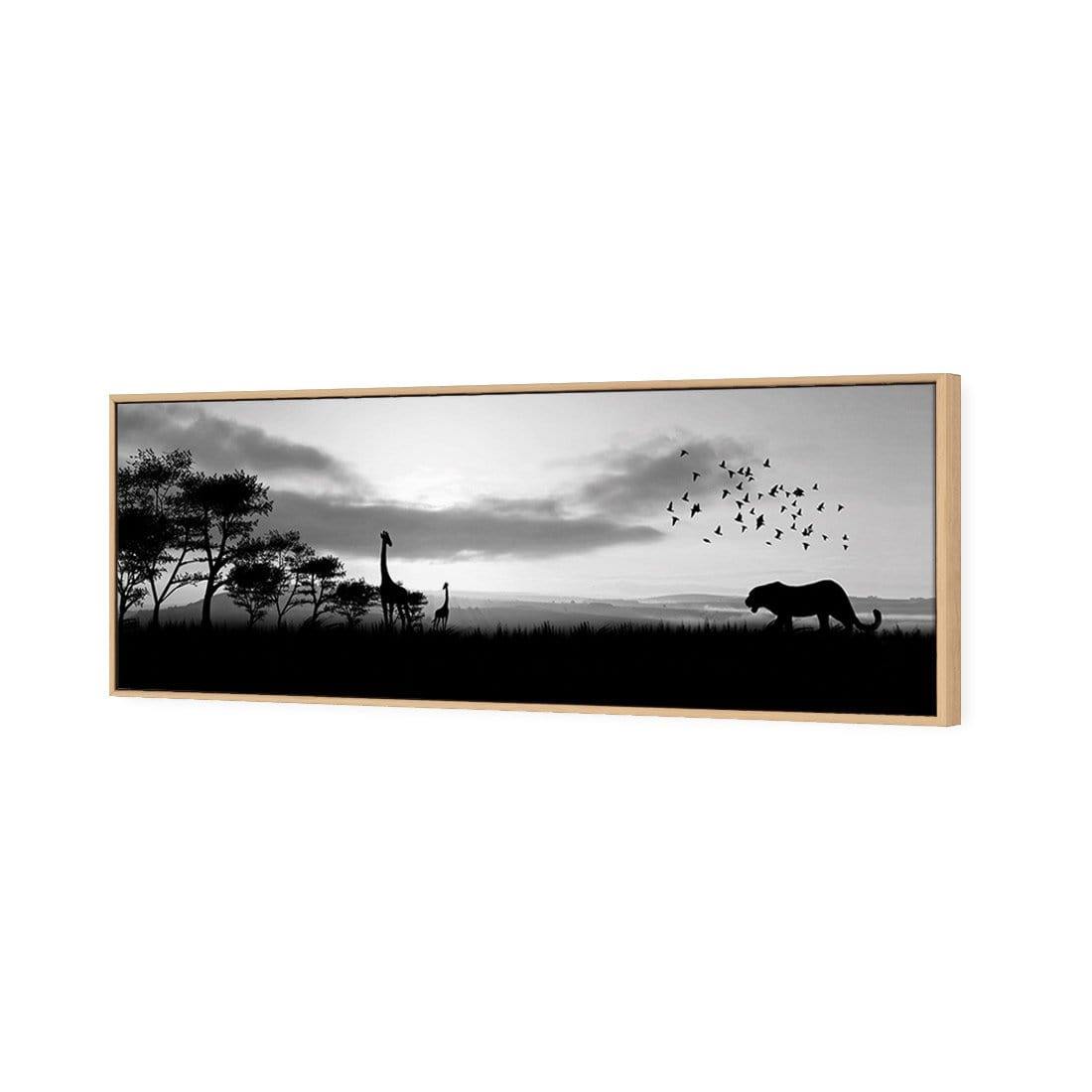 Danger Leopard Approaching, Black and White (long) - Wall Art Designs - 660_BL_H WAD_CP - MPY - 260 - M - S - S_60x20_S - 1550 - OAK