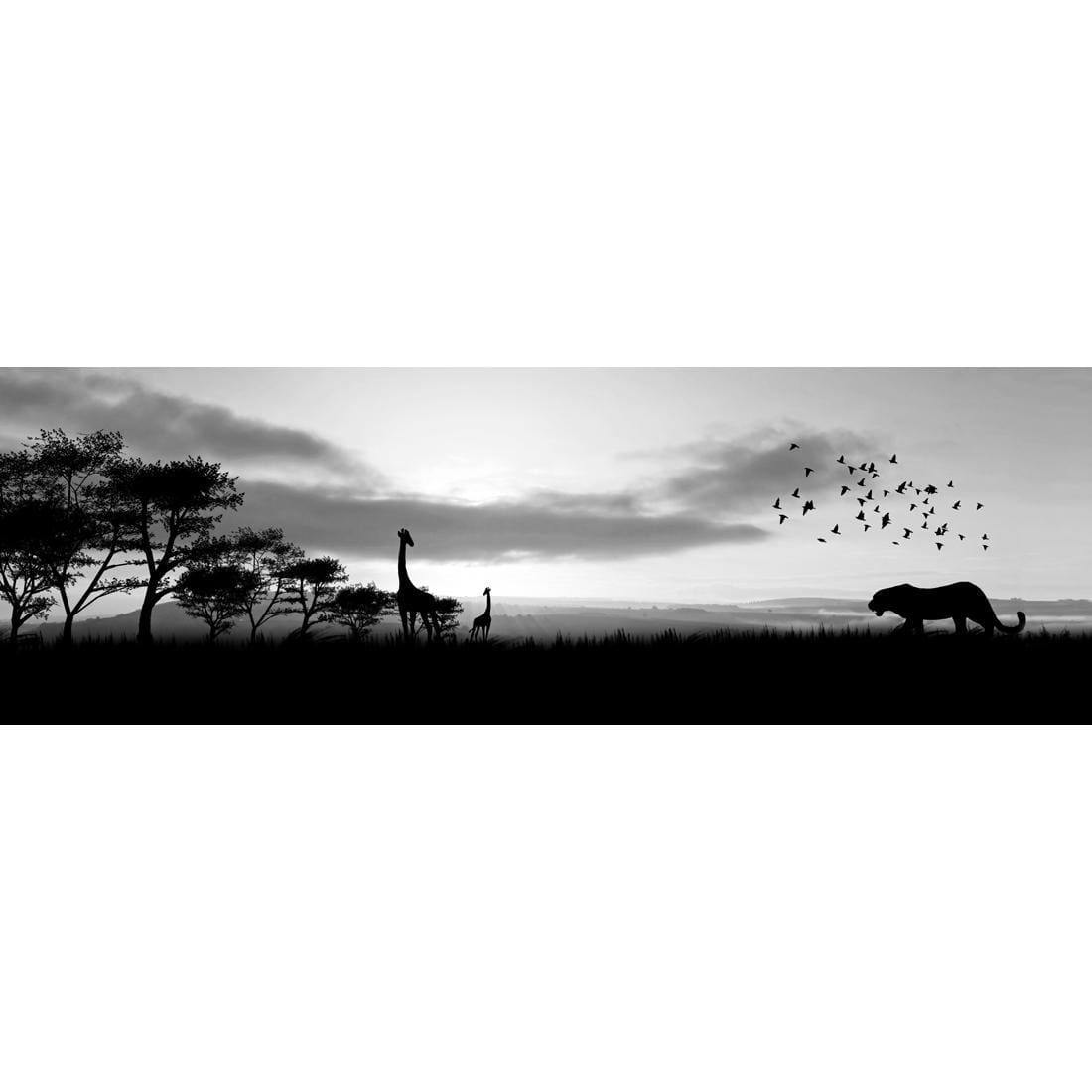 Danger Leopard Approaching, Black and White (long) - Wall Art Designs - 660_BL_H WAD_CP - MPY - 260 - M - S - S_60x20_NONE