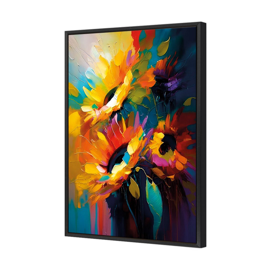 Dark Sunflower Splash - Wall Art Designs - WB_100778_AR_V CAF_CP - MPY - 260 - M - S - S_45x30_S - 1550 - BLK