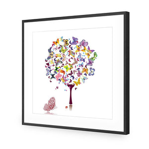 Day Dream Tree, Square | Classic Acrylic | Flat Frame With Border | Black