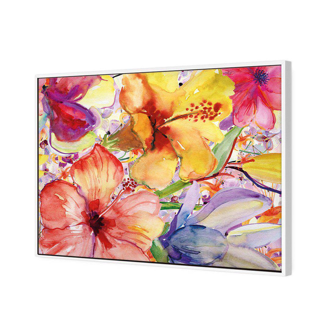 Day Lily And Irises | Standard Canvas | Floating Frame | White