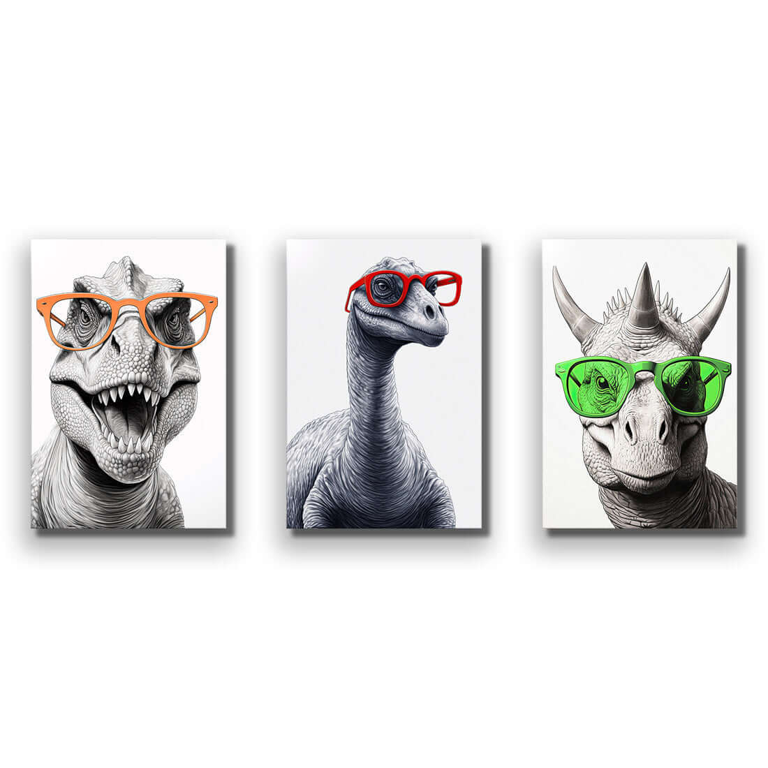 Dino Portrait Trio Art Set - Wall Art Designs - SET3_6038_AR_V WAD_AP - 030 - EDG_45x30_NONE