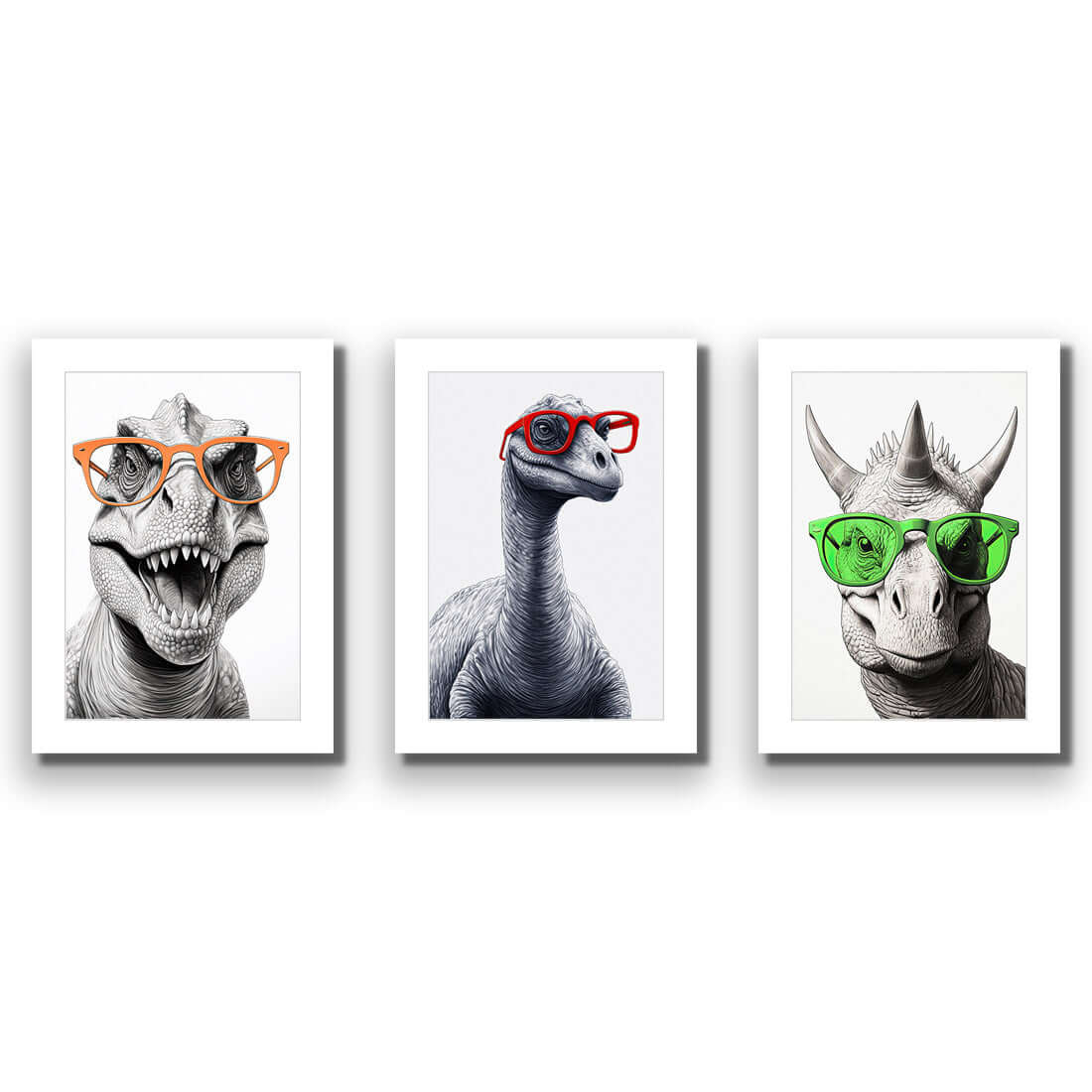 Dino Portrait Trio Art Set - Wall Art Designs - SET3_6038_AR_V WAD_AP - 030 - MAT_45x30_NONE