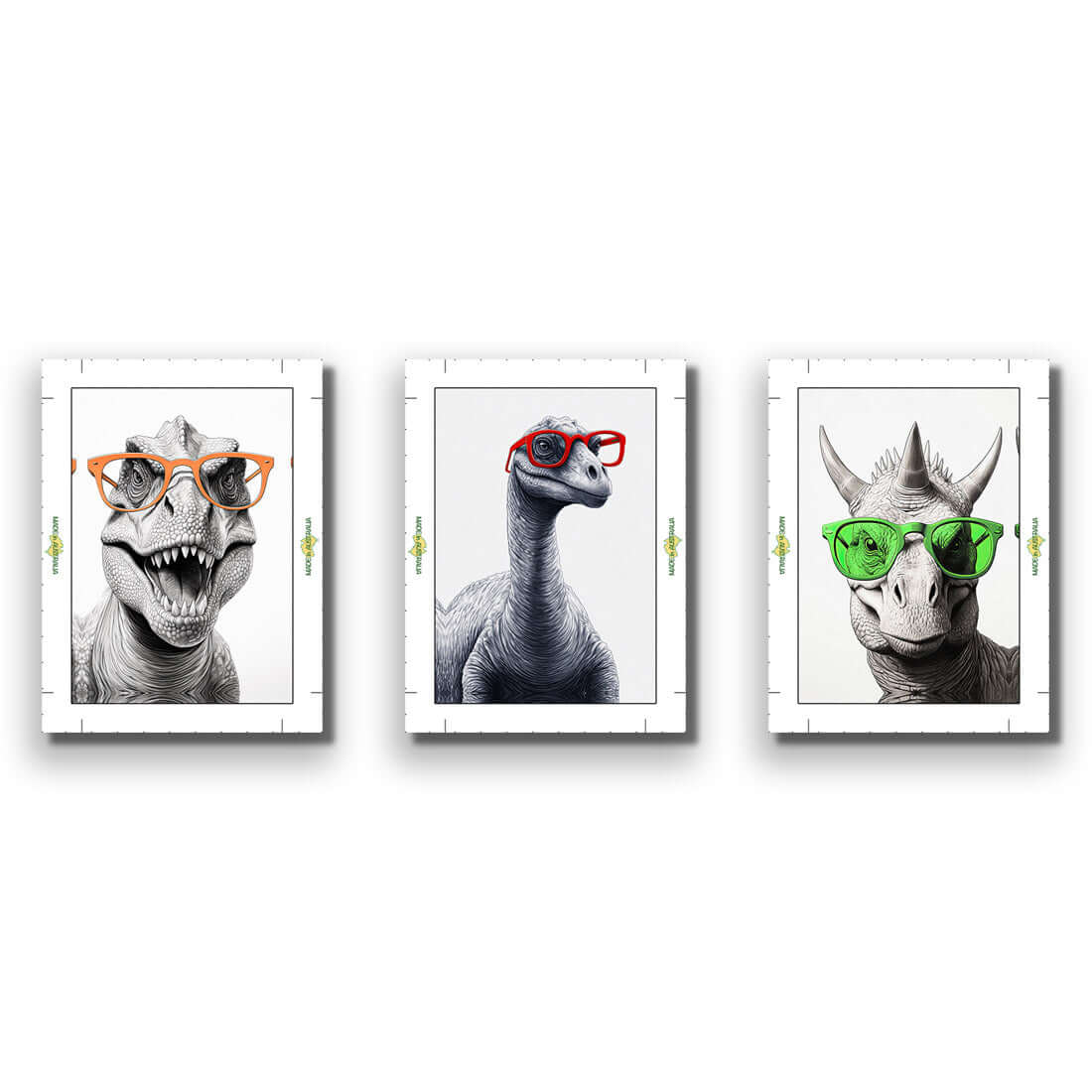 Dino Portrait Trio Art Set - Wall Art Designs - SET3_6038_AR_V WAD_CP - MPY - 260 - M - R_45x30_NONE