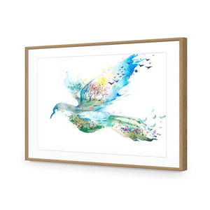 Dove Of Peace | Standard Acrylic | Flat Frame With Border | Oak