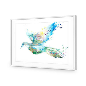 Dove Of Peace | Standard Acrylic | Flat Frame With Border | White