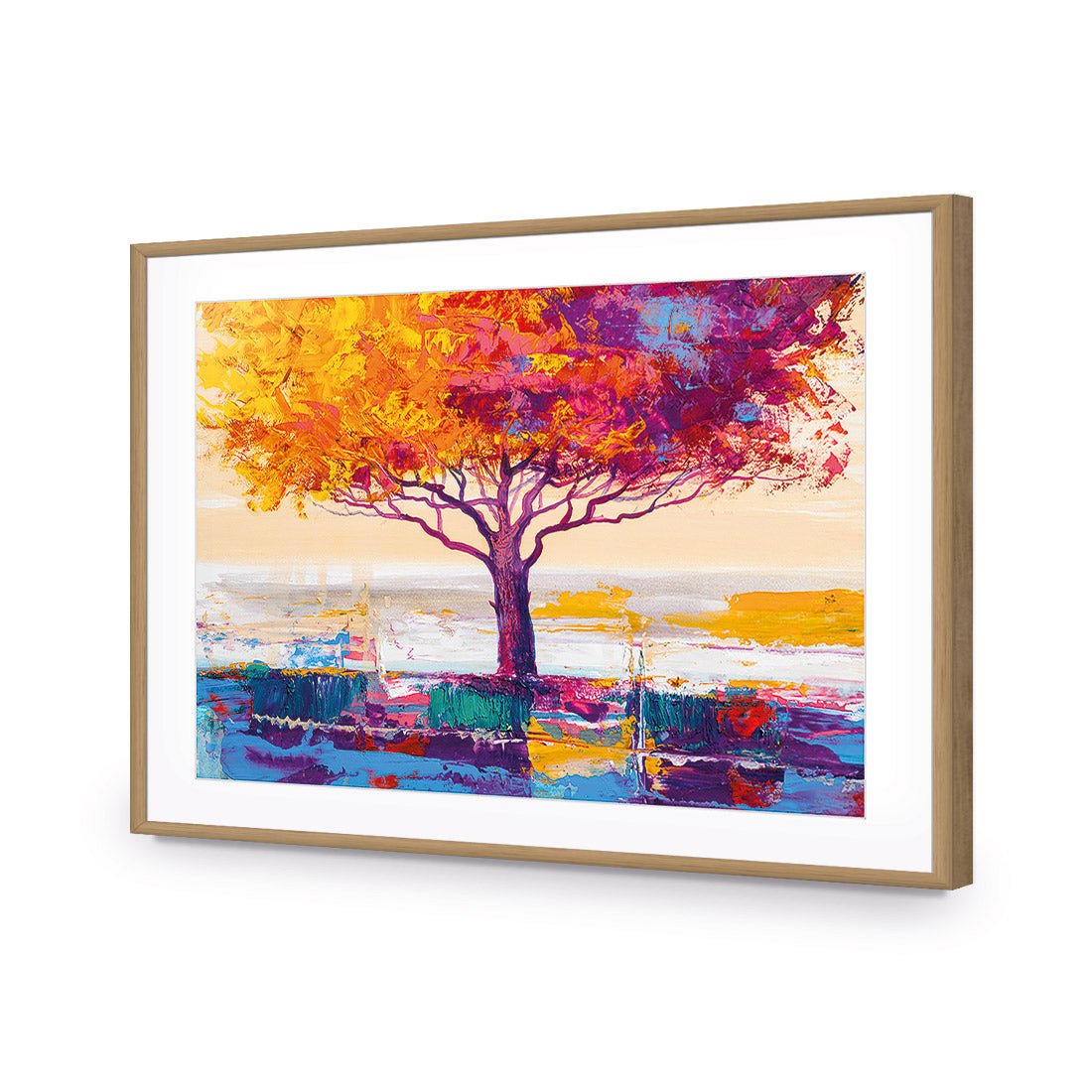 Dreamtime Tree | Standard Acrylic | Flat Frame With Border | Oak