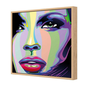 Electric Face | Standard Canvas | Floating Frame | Oak
