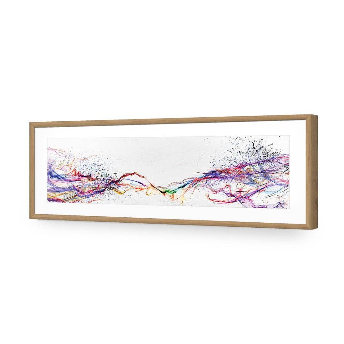 Electricity On Black, Inverted, Long | Standard Acrylic | Flat Frame With Border | Oak