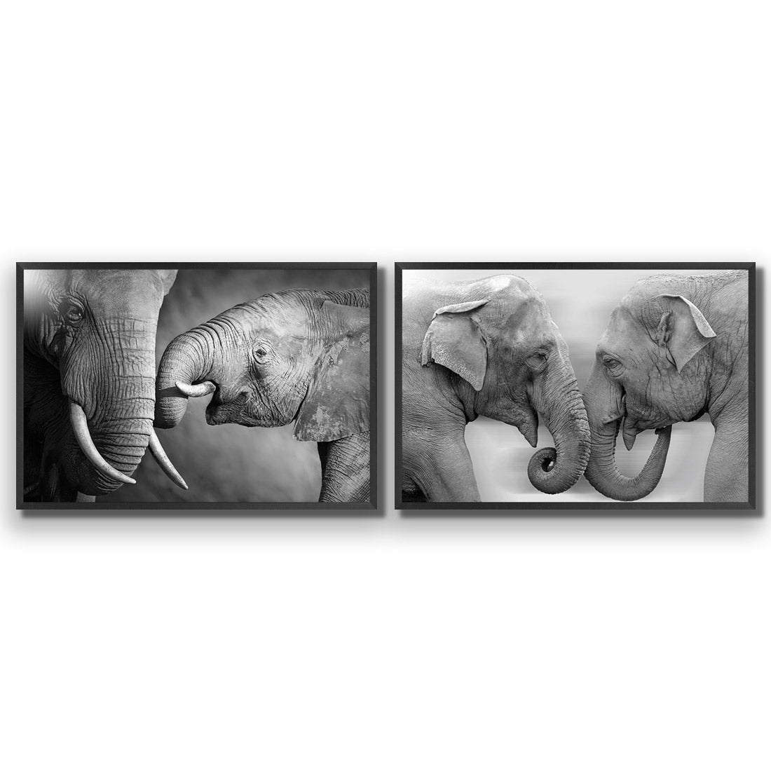 Elephant Family Perfect Pair - Wall Art Designs - SET2_5013_AR_H WAD_AP - 030 - EDG_45x30_S - 2538 - BLK