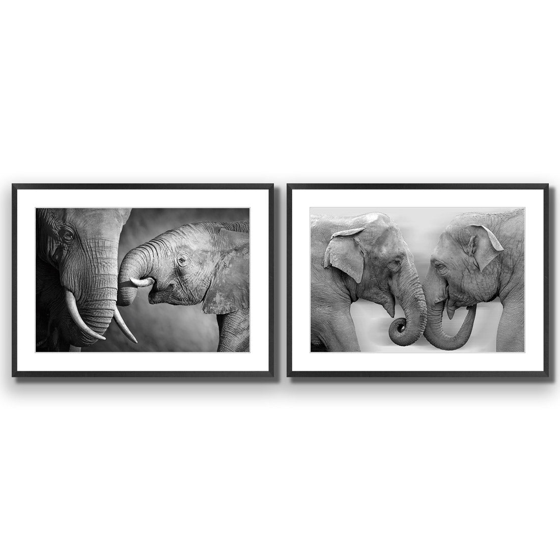 Elephant Family Perfect Pair - Wall Art Designs - SET2_5013_AR_H WAD_AP - 030 - MAT_45x30_S - 2538 - BLK