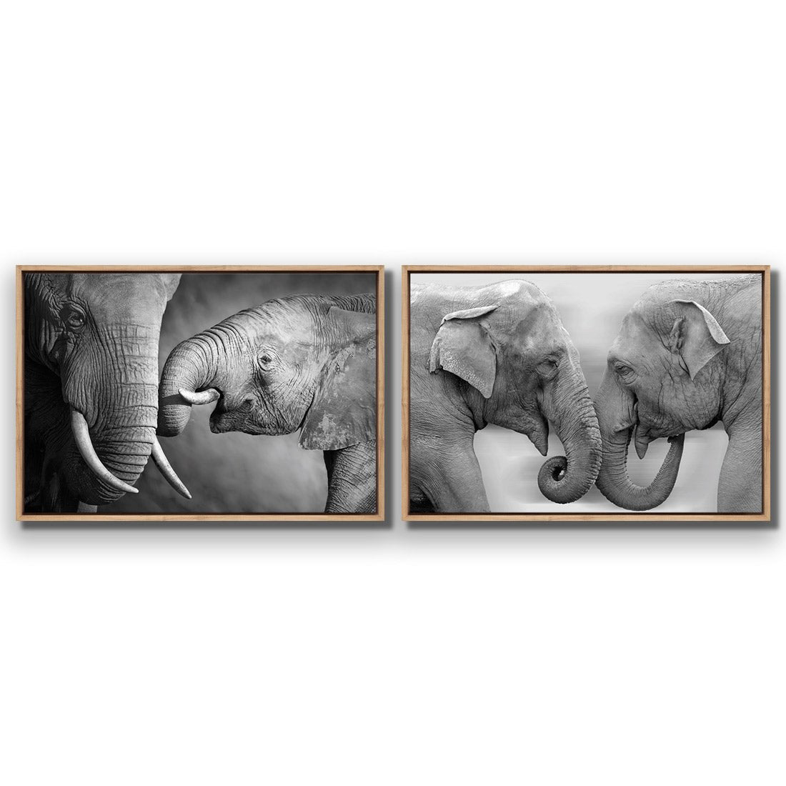 Elephant Family Perfect Pair - Wall Art Designs - SET2_5013_AR_H WAD_CP - MPY - 260 - M - S - S_45x30_S - 1550 - OAK