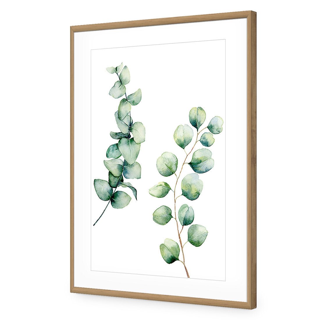 Eucalyptus Duo | Standard Acrylic | Flat Frame With Border | Oak