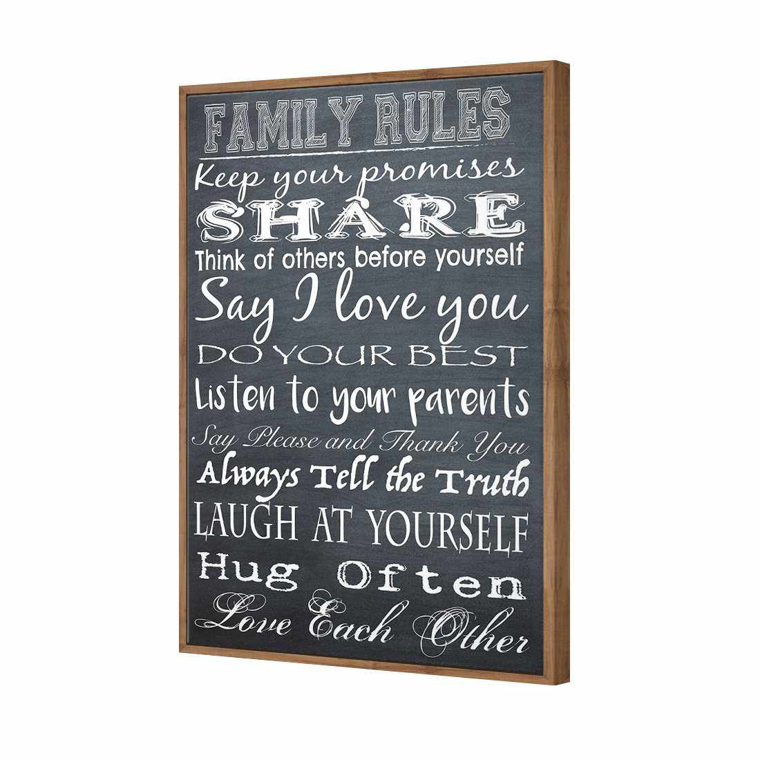 Family Rules, B&W | Standard Canvas | Floating Frame | Natural
