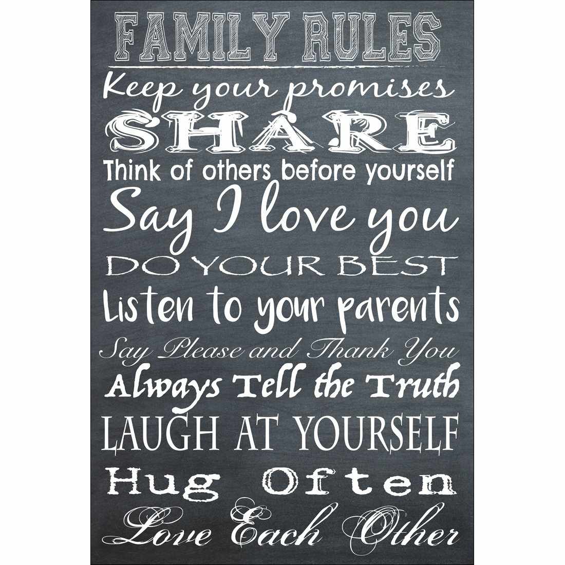 Family Rules, B&W Canvas Art - Wall Art Designs - 2381_BR_V WAD_CP - MPY - 260 - M - S - S_45x30_NONE