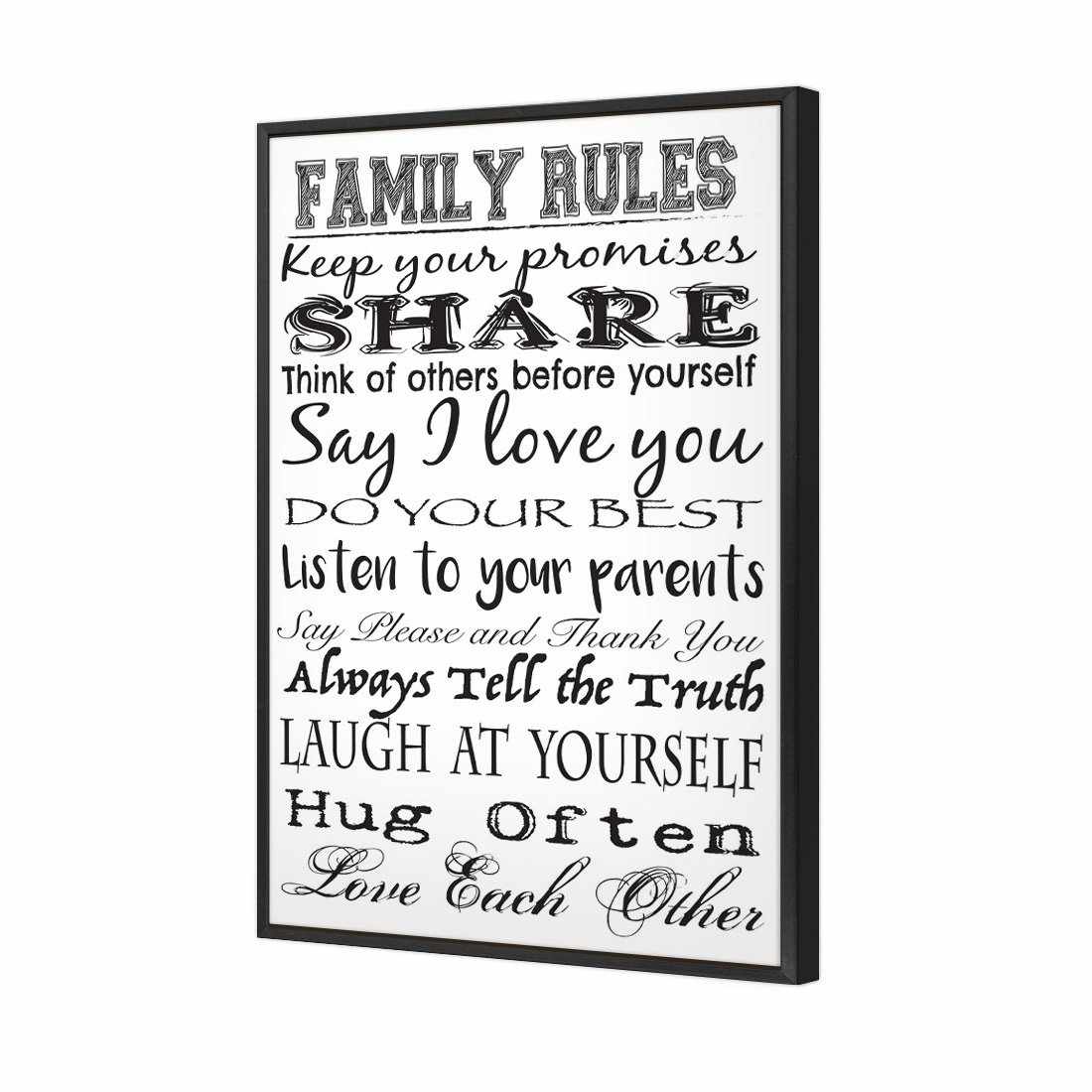 Family Rules Canvas Art - Wall Art Designs - 2381_AR_V WAD_CP - MPY - 260 - M - S - S_45x30_S - 1550 - BLK