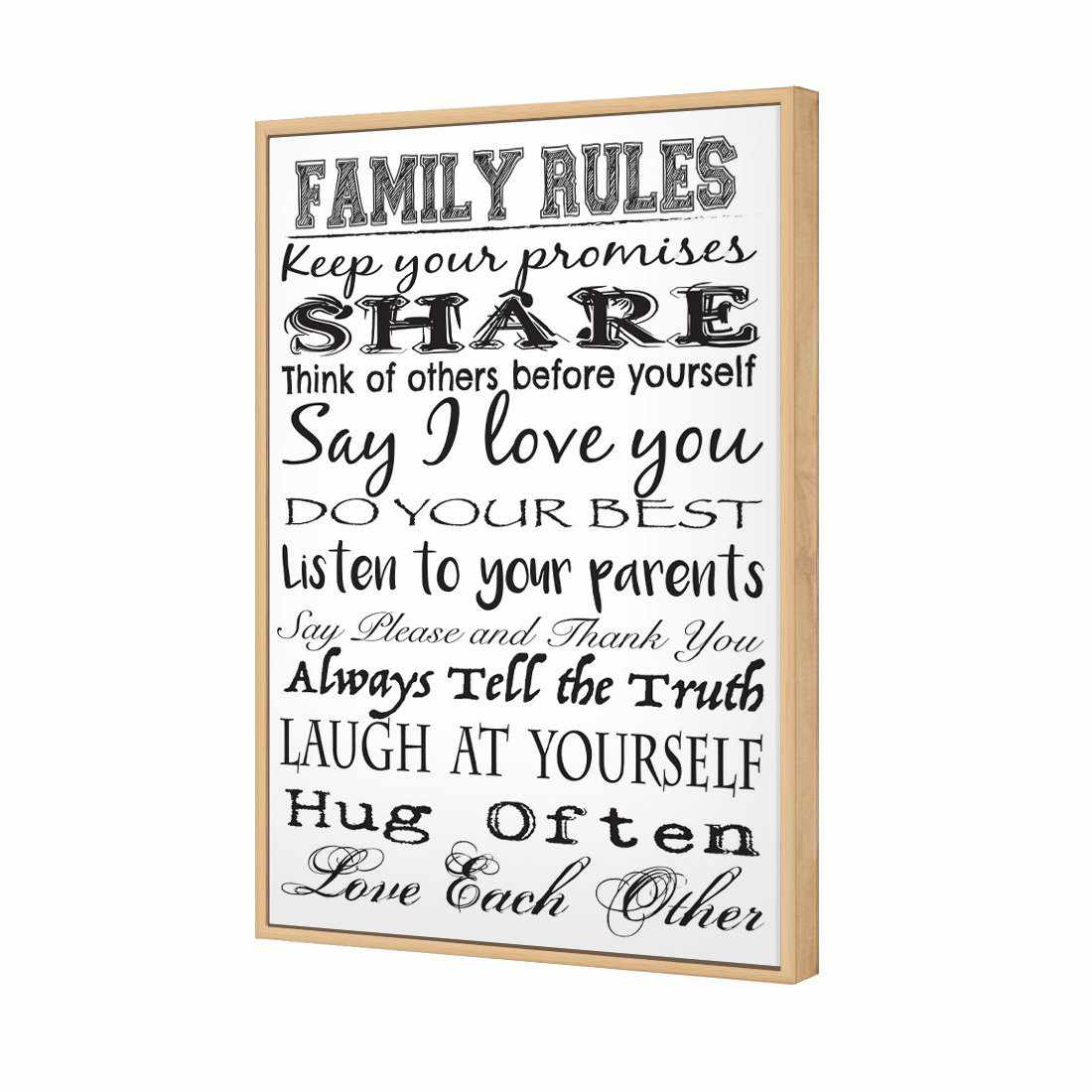 Family Rules Canvas Art - Wall Art Designs - 2381_AR_V WAD_CP - MPY - 260 - M - S - S_45x30_S - 1550 - OAK