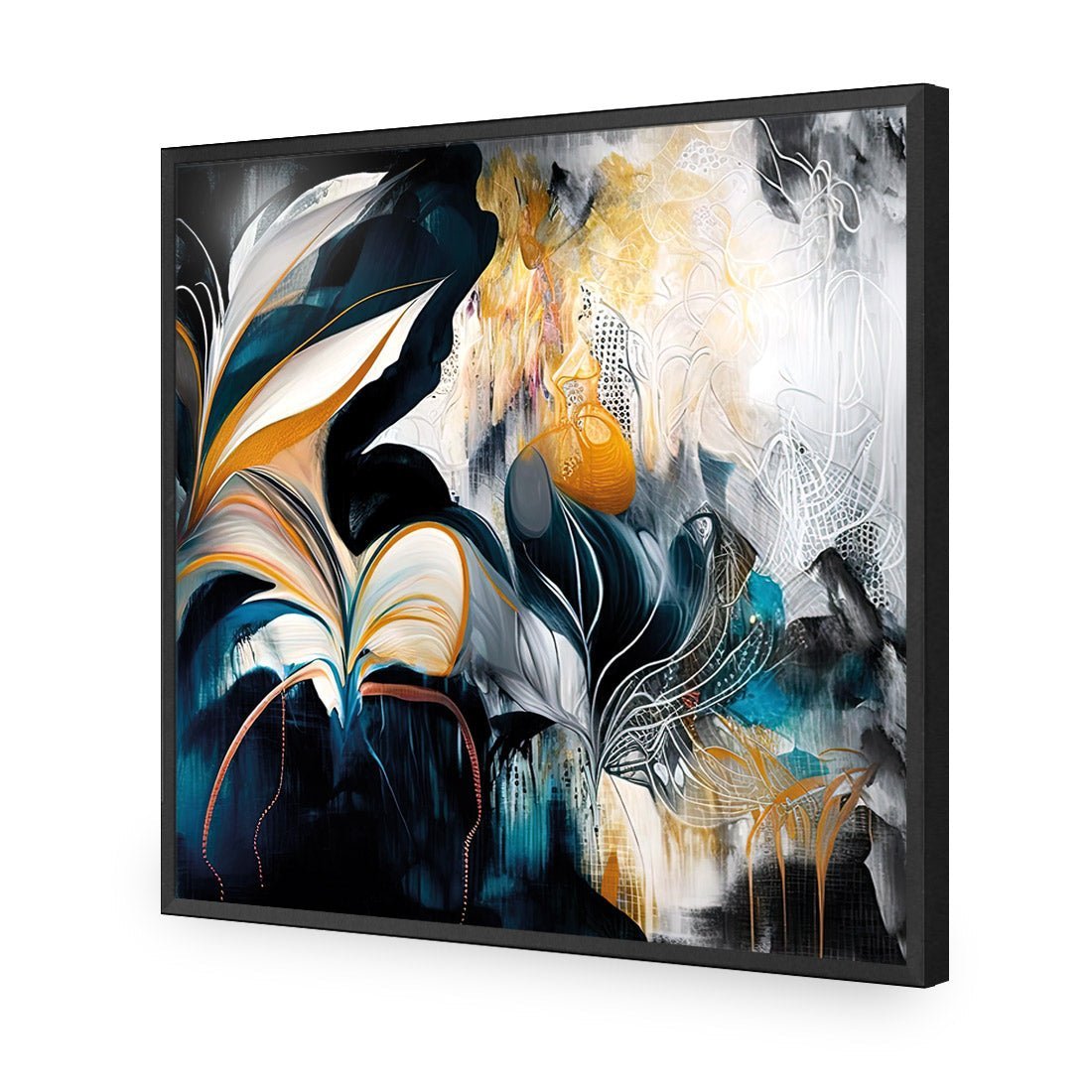 Feather Foliage II - Wall Art Designs - WB_100657_AS_Q CAF_AP - 030 - EDG_37x37_S - 2538 - BLK