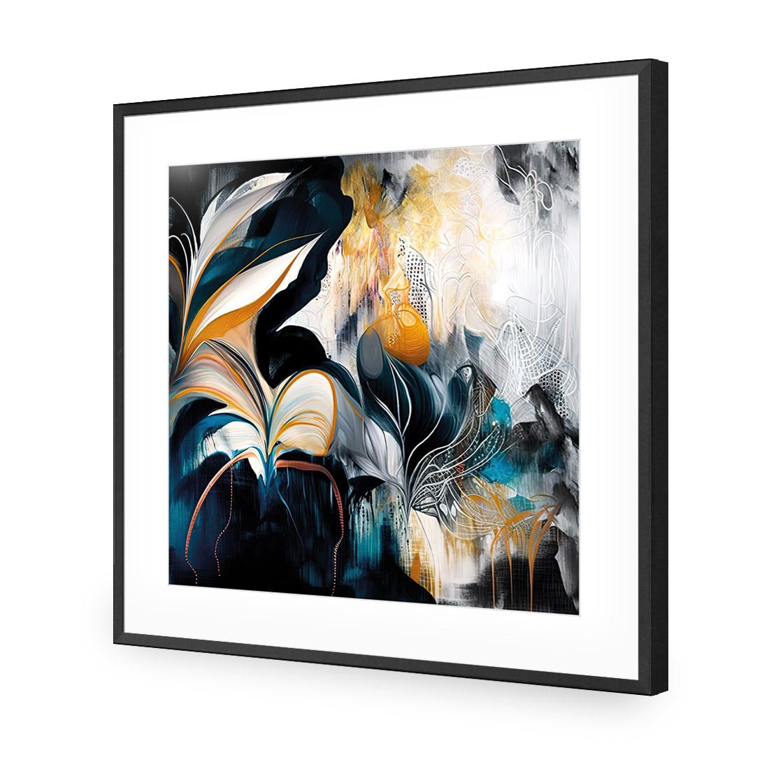 Feather Foliage II - Wall Art Designs - WB_100657_AS_Q CAF_AP - 030 - MAT_37x37_S - 2538 - BLK