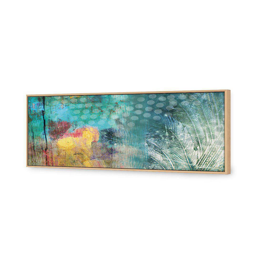 Feathered Dots | Standard Canvas | Floating Frame | Oak