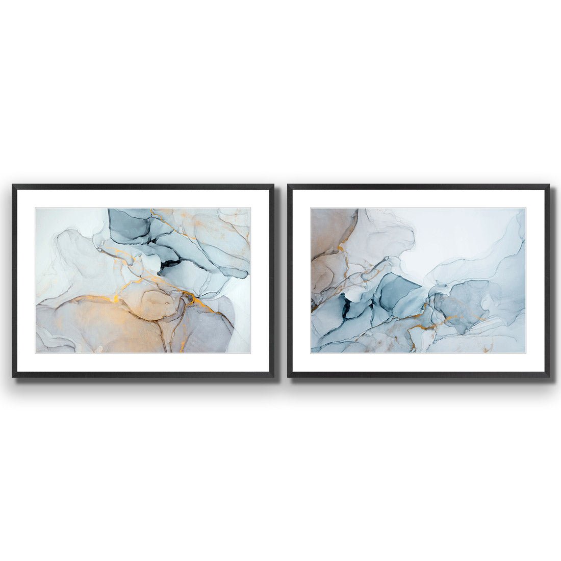 Flair & Flounce Blue Abstract Perfect Pair - Wall Art Designs - SET2_5015_AR_H WAD_CP - MPY - 260 - M - S - S_45x30_NONE