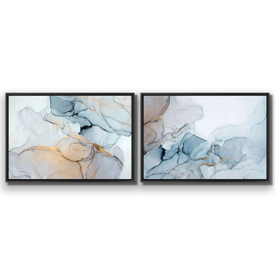 Flair & Flounce Blue Abstract Perfect Pair - Wall Art Designs - SET2_5015_AR_H WAD_CP - MPY - 260 - M - S - S_45x30_NONE