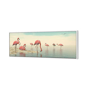 Flamingo Chill | Standard Canvas | Floating Frame | White