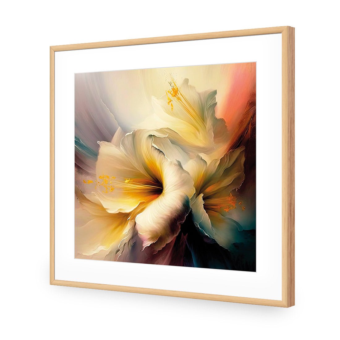 Fleeting Flowers II | Classic Acrylic | Flat Frame With Border | Oak