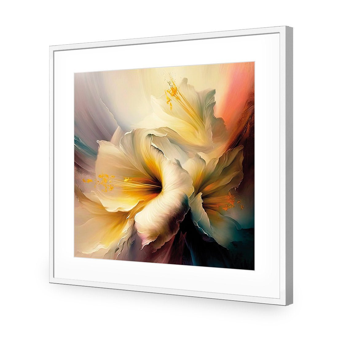 Fleeting Flowers II | Classic Acrylic | Flat Frame With Border | White