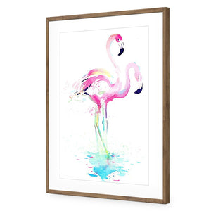 Flirty Flamingos | Standard Acrylic | Flat Frame With Border | Natural