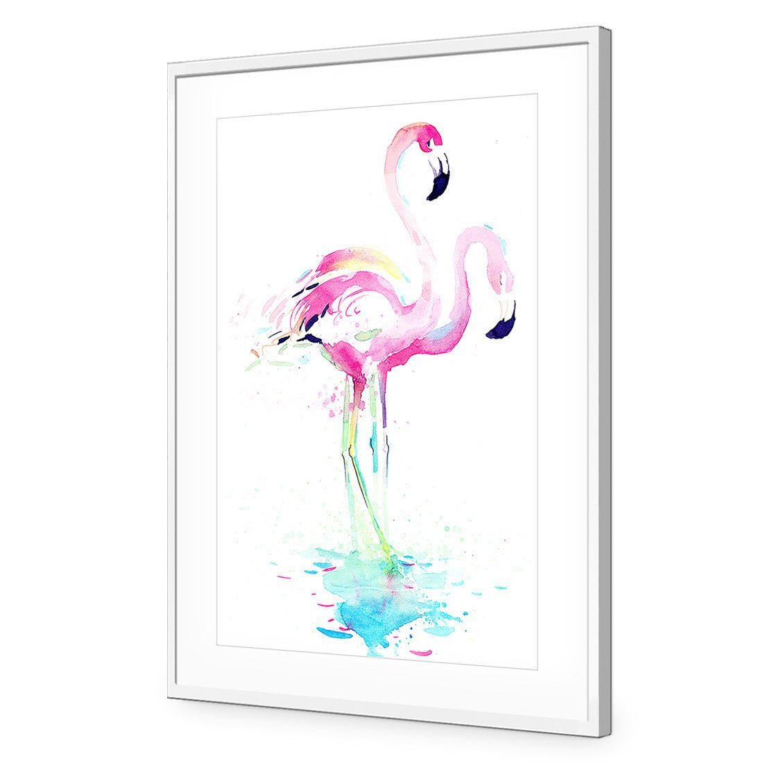 Flirty Flamingos | Standard Acrylic | Flat Frame With Border | White